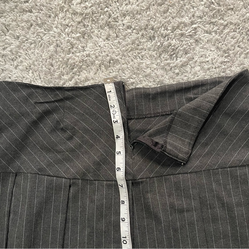French Kyss Charcoal Pinstripe Mini Skirt with Belt buckle - Picture 6 of 6